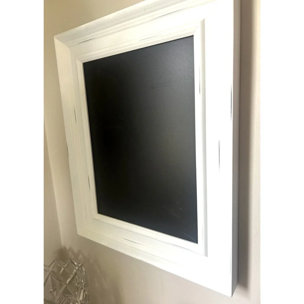 Farmhouse Decor, Magnetic Chalkboard Sign White Distressed Wood 16x13 DIY